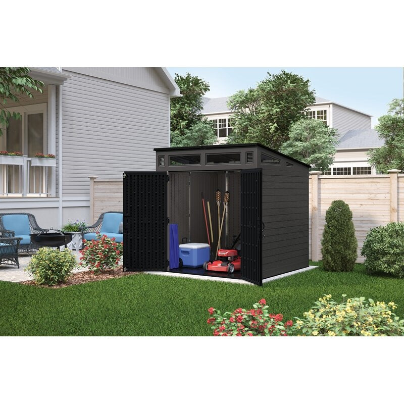 Modernist 7 ft. 2.5 in. x 7 ft. 3.5 in. x 7 ft. 5.5 in. Resin Storage Shed