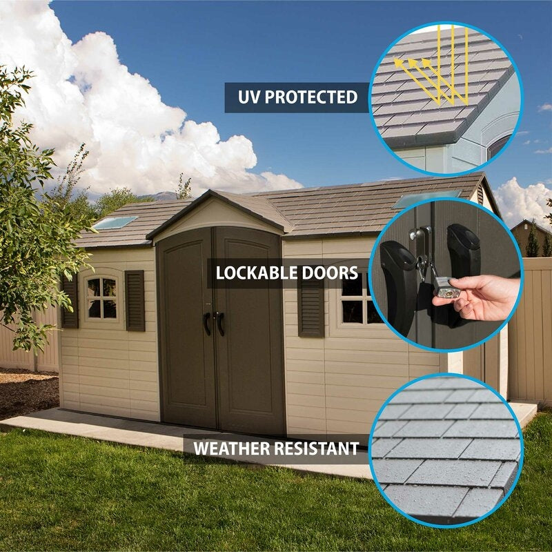 Dual Entry 15 ft. W x 8 ft. D Plastic Storage Shed